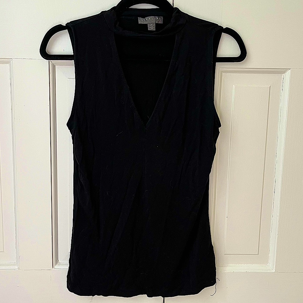 Highline Collective Choker Cut-Out V Neck Sleeveless Top